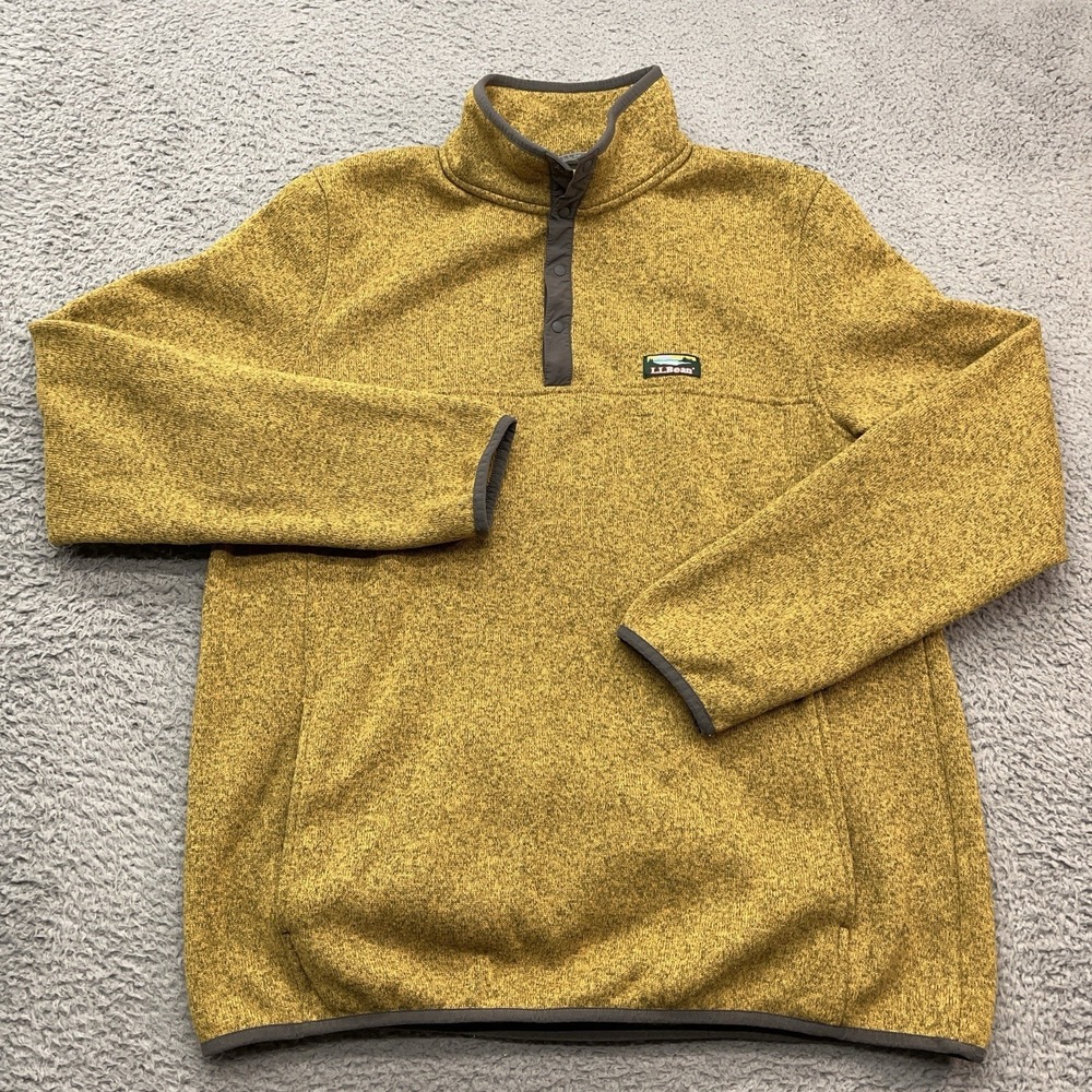 LL Bean 1/4 Snap Sweater Fleece Pullover Mens Large Tall Fitted Gold Gorpcore